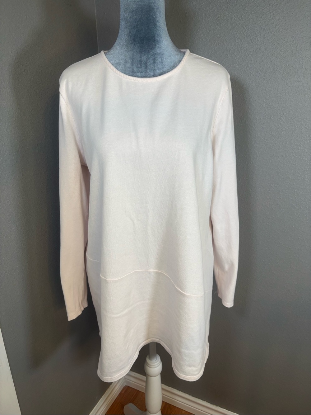 J. Jill Soft Touch Cotton Light Pink Long Sleeve Tunic Top Size L